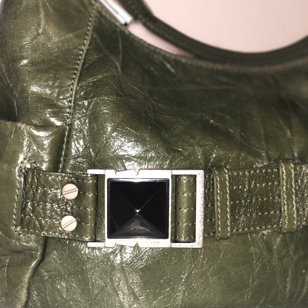 L.A.M.B. Olive green leather shoulder bag purse - Picture 4 of 8